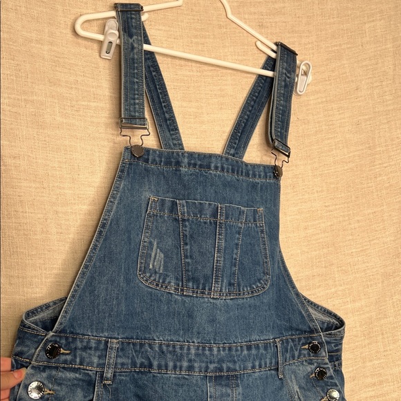 City Chic Women’s Medium Wash Denim Skinny Overalls Sz 16 - Picture 3 of 6